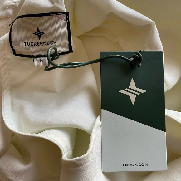 Tuckernuck Daphne Dress Off White Stretch Crepe Bow Tie Size Small - Picture 12 of 12